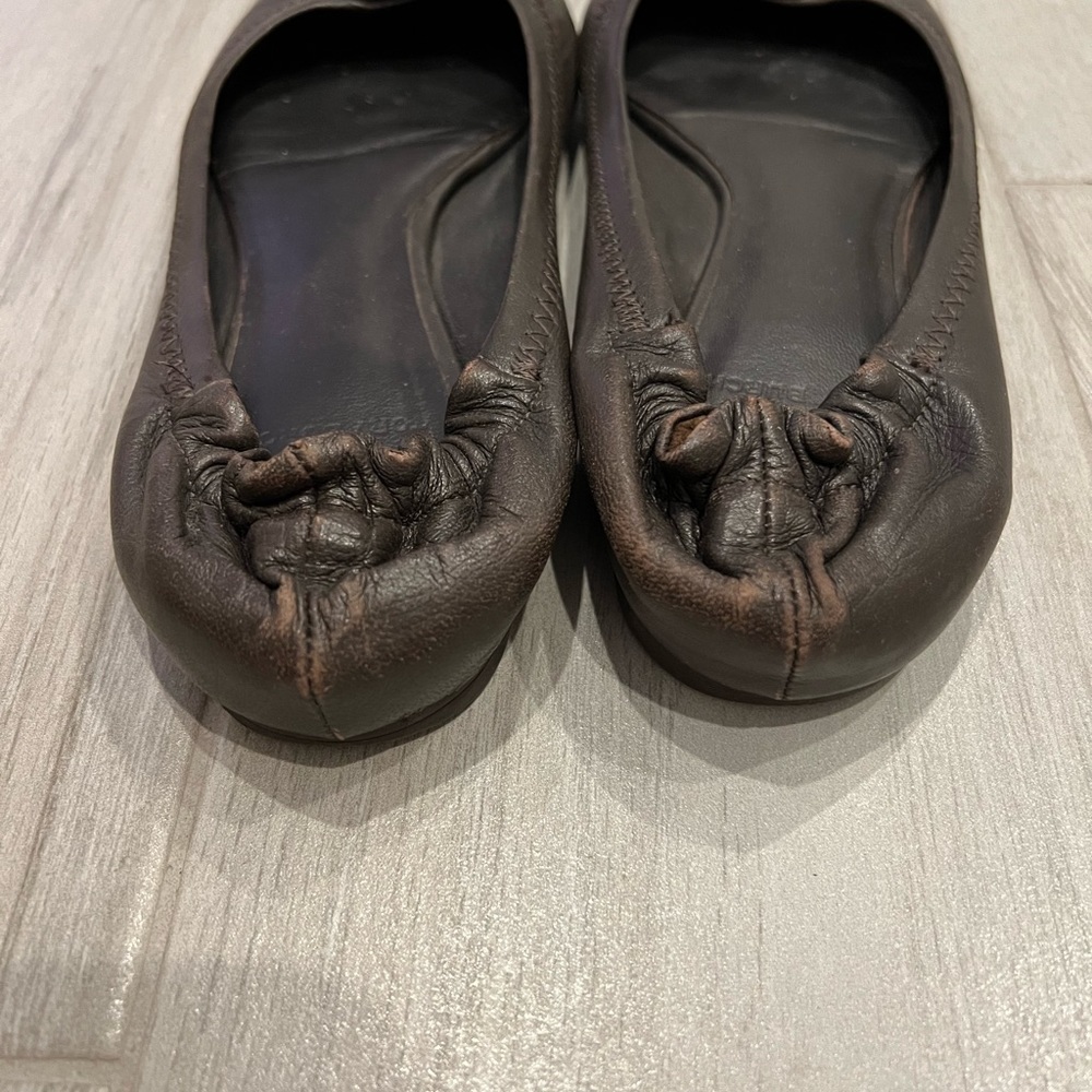 Tory Burch dark brown ballet flats with gold accent - Picture 3 of 5